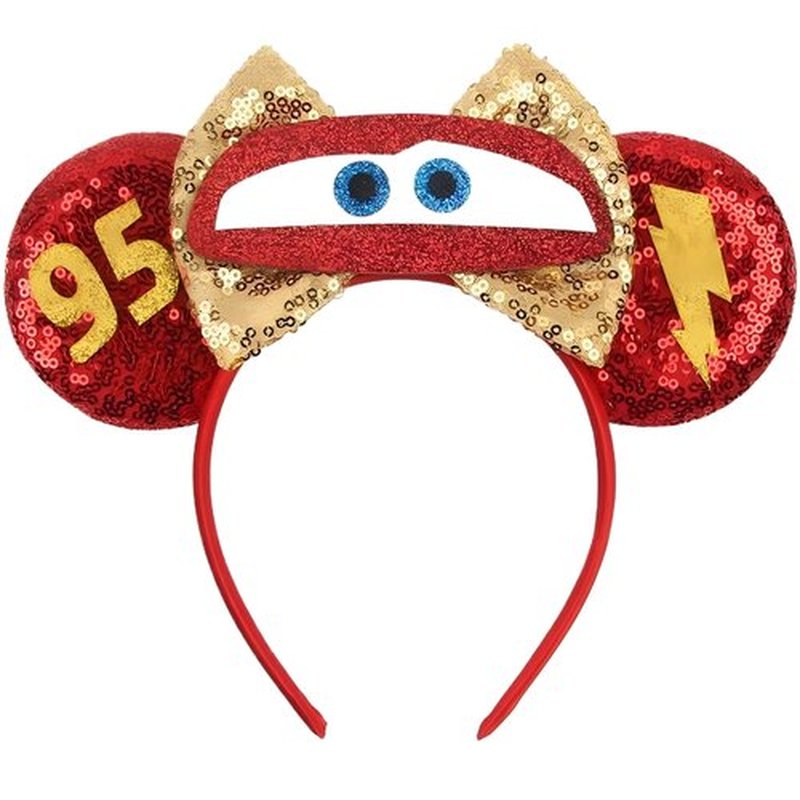 MADO red car mouse ears headband for kids boys girls adults women, Park mini ears headbands for kids adults (red car)