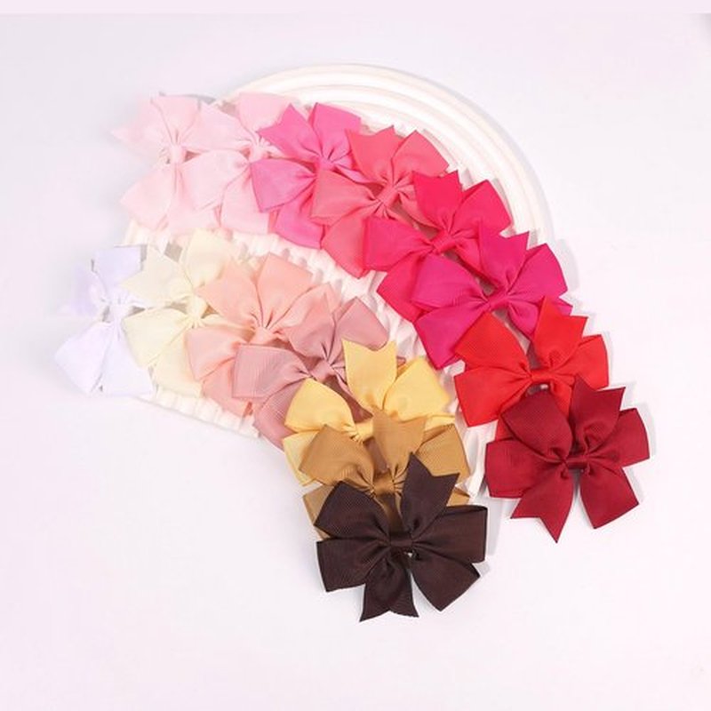OAOLEER Hair Bows for Girls Boutique Grosgrain Ribbon Pinwheel Hair Bows for Baby Girls, Toddler Bows Hair Clip Birthday Gifts In Pair (3inch-80pcs Bows)