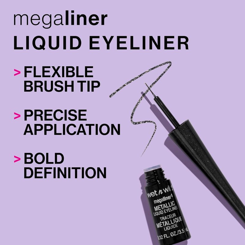 Wet n Wild MegaLiner Liquid Eyeliner - Intense Black Color for Bold, Long-Lasting Looks