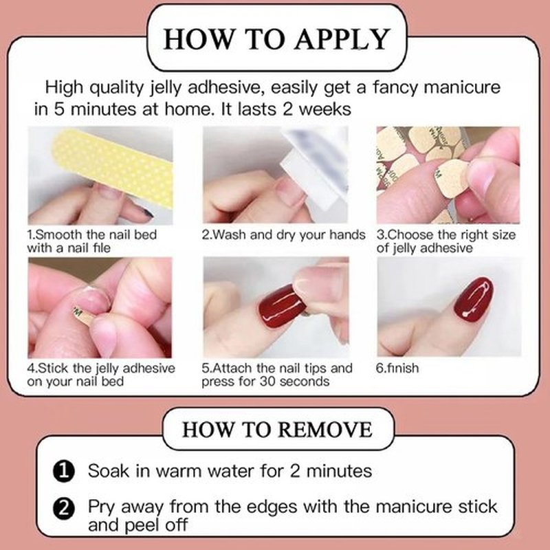 Nail Adhesive Tabs, Sticky Tabs for Nails, Strong Nail Glue for Press On Nails, Waterproof Stickers (24 Sheets and Tool kit)