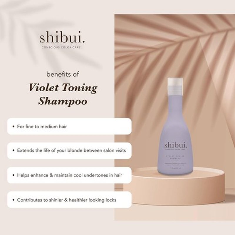SHIBUI Violet Toning Shampoo - Neutralizes Brassiness with Acai Oil & Hibiscus | For Blonde & Silver Hair