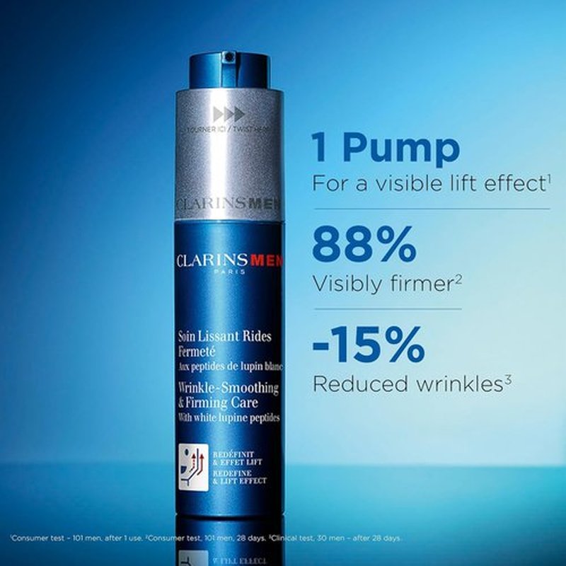 CLARINS MEN Anti-Aging Face Moisturizer - Wrinkle Smoothing & Firming Formula | 1.7 Ounces | All Skin Types