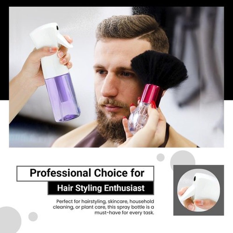 Continuous Mist Spray Bottle - Ultra Fine Mist for Hair Styling & Versatile Use - 5 oz Purple Octagon
