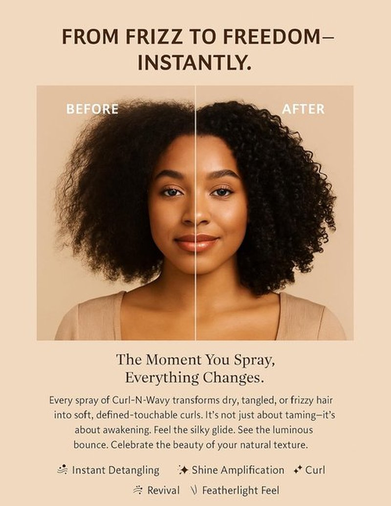 ON Natural Curl-N-Wavy 4-in-1 Hair Enhancer - Cherry Blossom Scent | 10 OZ for All Hair Textures