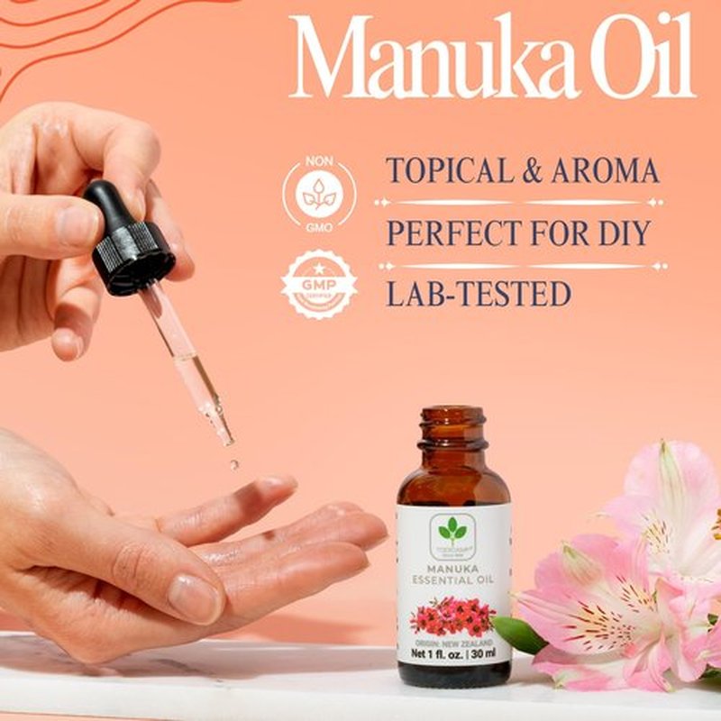 TODICAMP 100% Pure Manuka Oil from New Zealand | Therapeutic-Grade Essential Oil for Wound Care, Skin Soothing, Nail & Scalp Health (0.34 Fl Oz (Pack of 1), Manuka Oil)