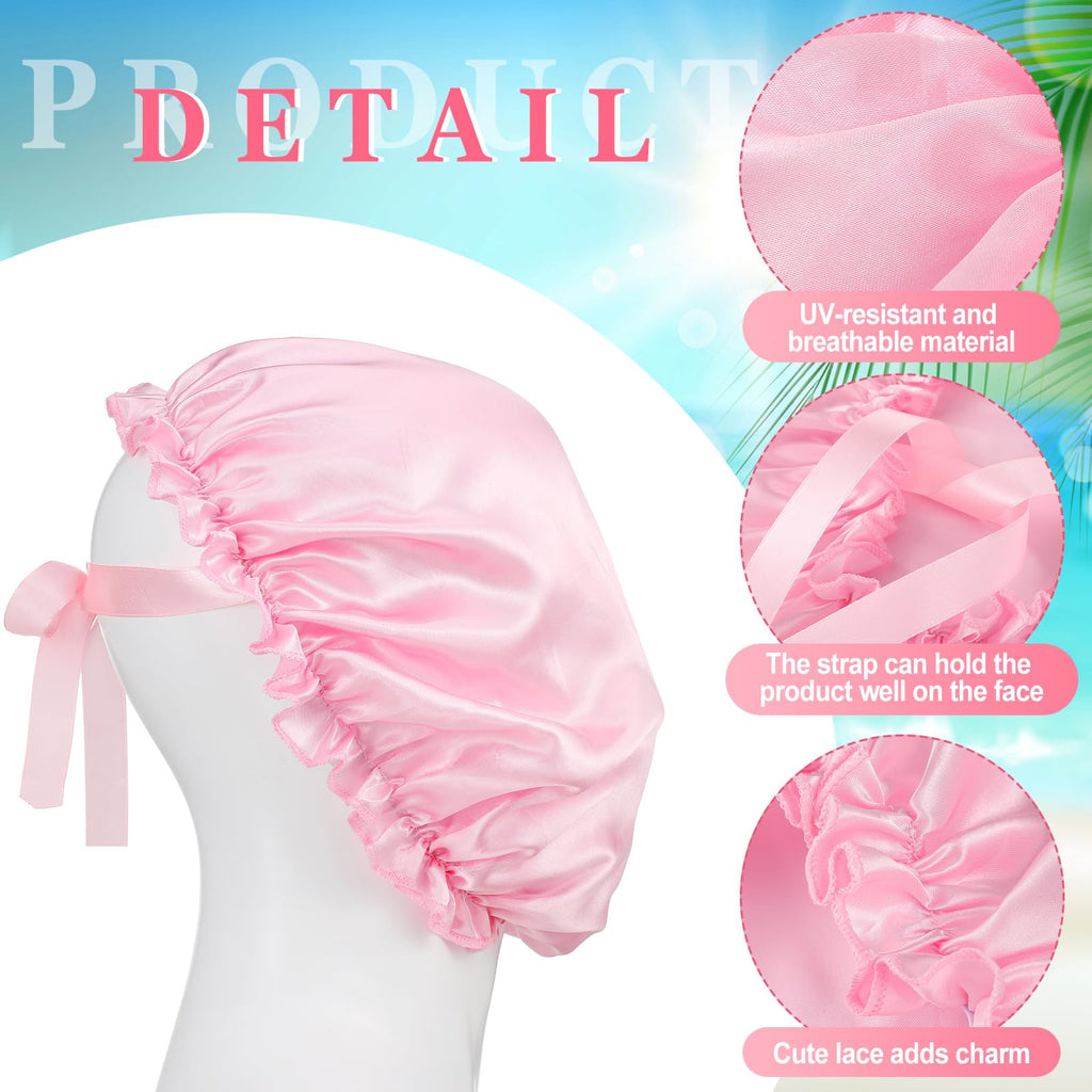 Jiuguva 4 Pieces UV Protection Tanning Face Cover Face Tanning Mask Hair Cap Protective Hair Bonnet for Women Salon, 5.91 x 4.33 Inches(Gold, Pink)