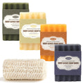 CADDISE Natural Soap Bar – Handmade Soap with Foaming Pouch, Face & Body Wash, Moisturizing & Cleansing with Tea Tree & Coconut Oil, Shea Butter, Jojoba & Honey, Gift for Men & Women, 4 Pack 16.8 Oz