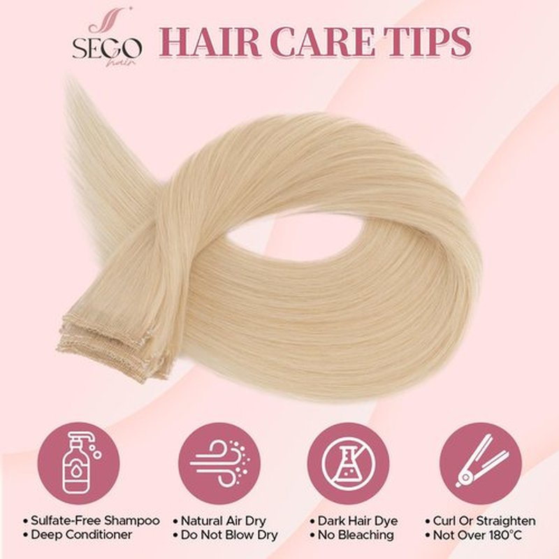 SEGOHAIR Clip in Hair Extensions Real Human Hair for Women, 10 Inch 31g 6pcs, Platium Blonde, Straight - Highlight, Add Volume and Length for Daily Wear, Parties, Weddings