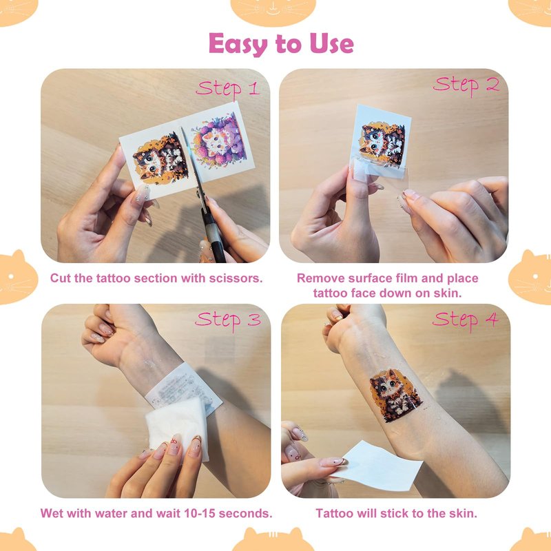 Yobbai Luminous Tattoos for Kids, Mixed Styles Temporary Tattoos Stickers with Dogs, Cats, Pandas, Foxes for Boys and Girls, Waterproof Glow In The Dark Tattoos for Kids Party Supplies