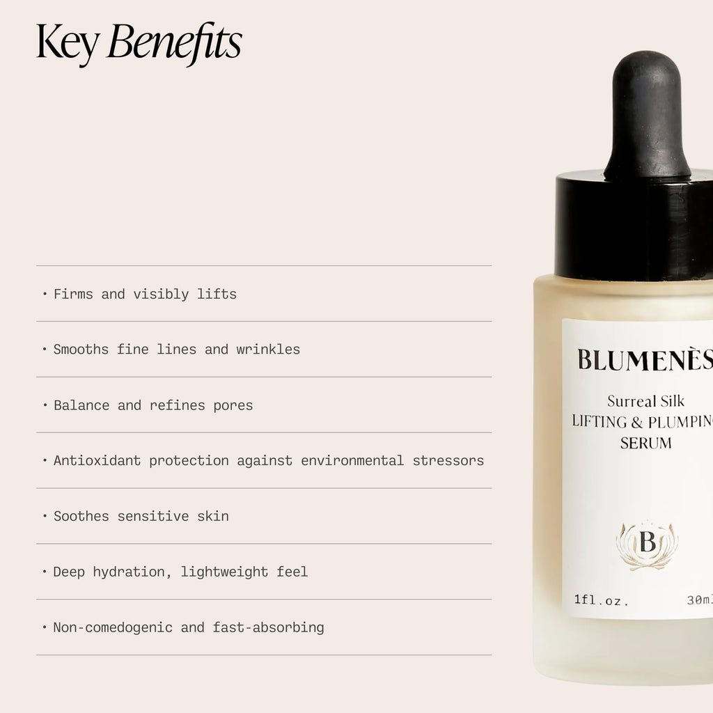 Blumenes Surreal Silk Lifting & Plumping Serum – Helps Reduce the Appearance of Wrinkles & Dark Spots with Vitamin C, Marine & Plant-Based, Botanical Complex – Supports Collagen & Firms Skin - 10 mL
