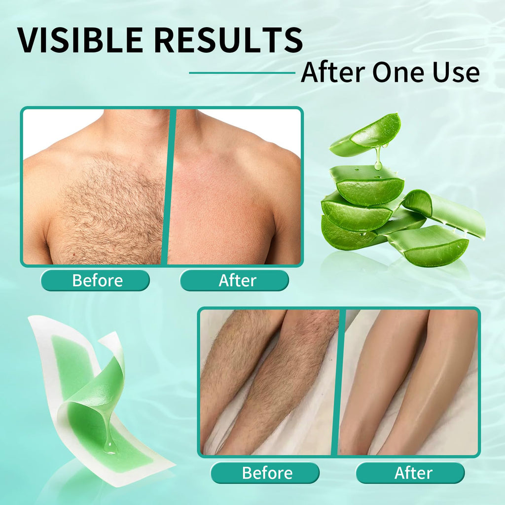 Wax Strips, 80pcs Wax Strips For Face & Body, Waxing Strips For Women, For Bikini, Lip, Body, Facial Hair Removal (40*Big, 40*Small，6*Wipes)