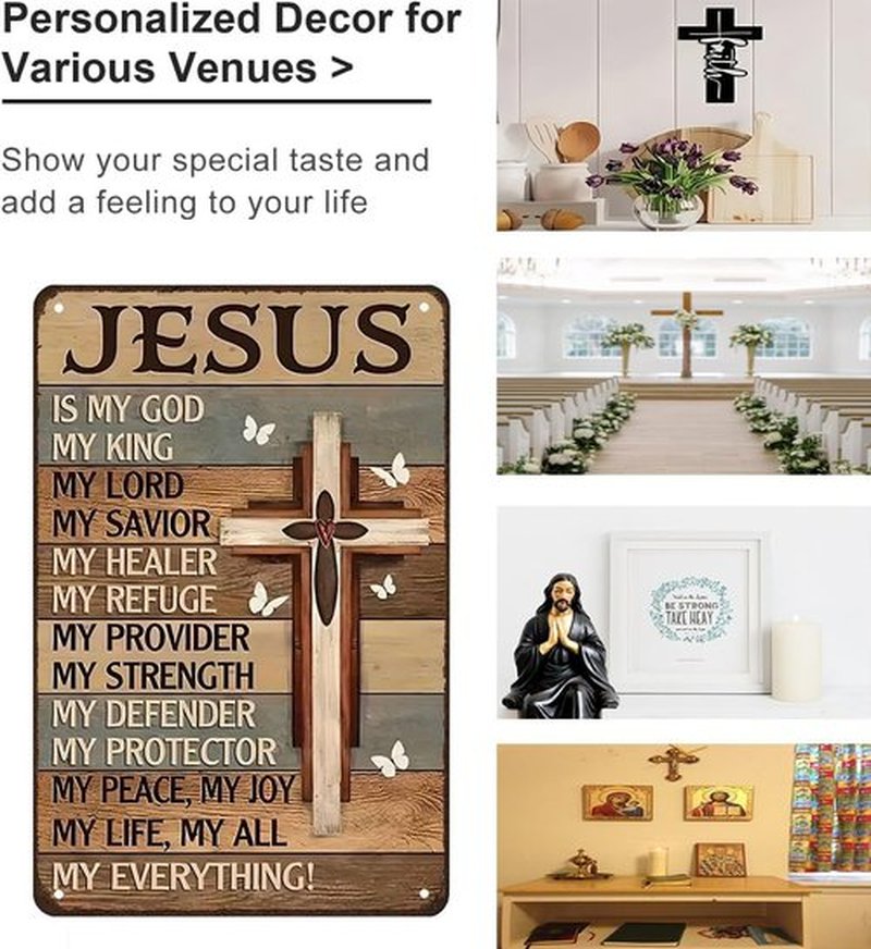 Smilelife Vintage Christian Wall Art - "Jesus Is My God, My King" Metal Sign | 8x12 Inch Decor for Home or Office