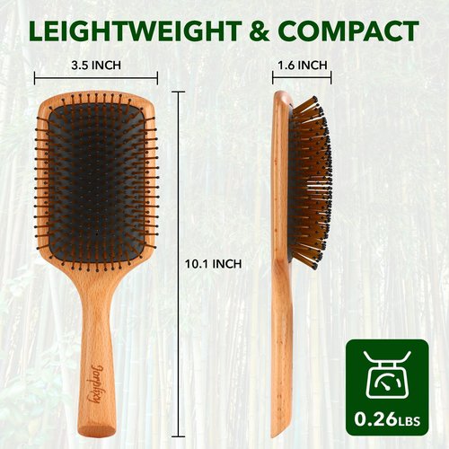 Hair brush for Men and women,Wet Brush with Wooden Handle, Curly Hair brush, Air Cushion Brush, Wooden Paddle for Thick/Thin/Fine, Wet & Dry Styling, Square Large brush
