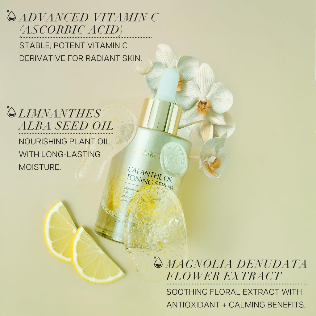 VRAIKO Gua Sha Face Oil Serum | 1st High-Altitude Calanthe Orchid Product | Detox, Plump, Anti-Oxidant, Soothing | Alpine Botanic, Cruelty Free, Natural, 1 fl oz
