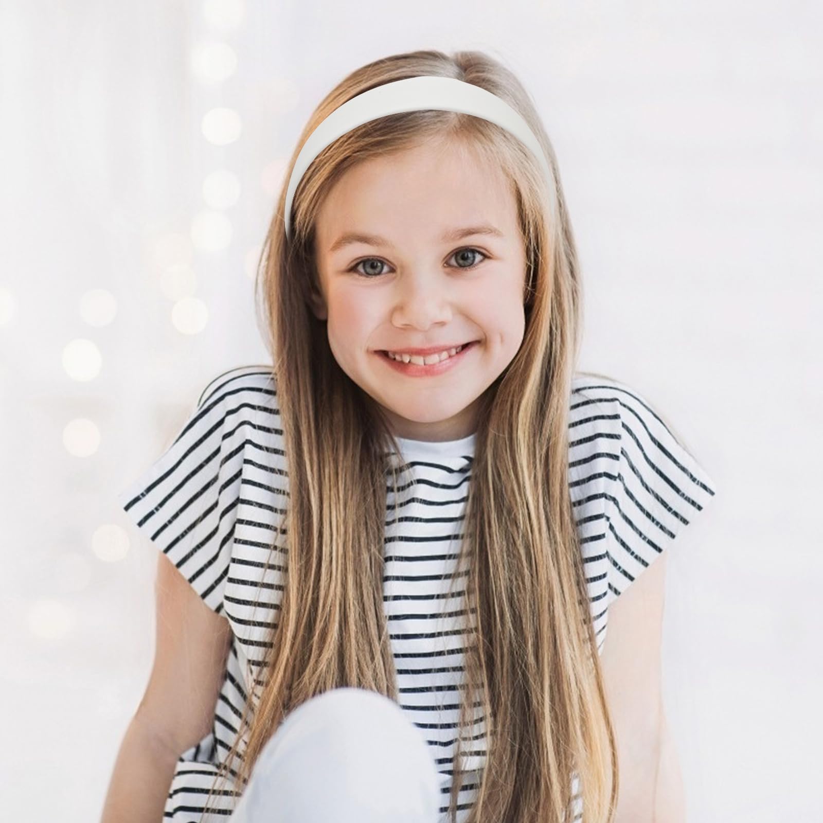 Semato White Headband 1 Inch PU Leather Headband for Women and Girls Non-Slip Hair Bands Hair Accessories