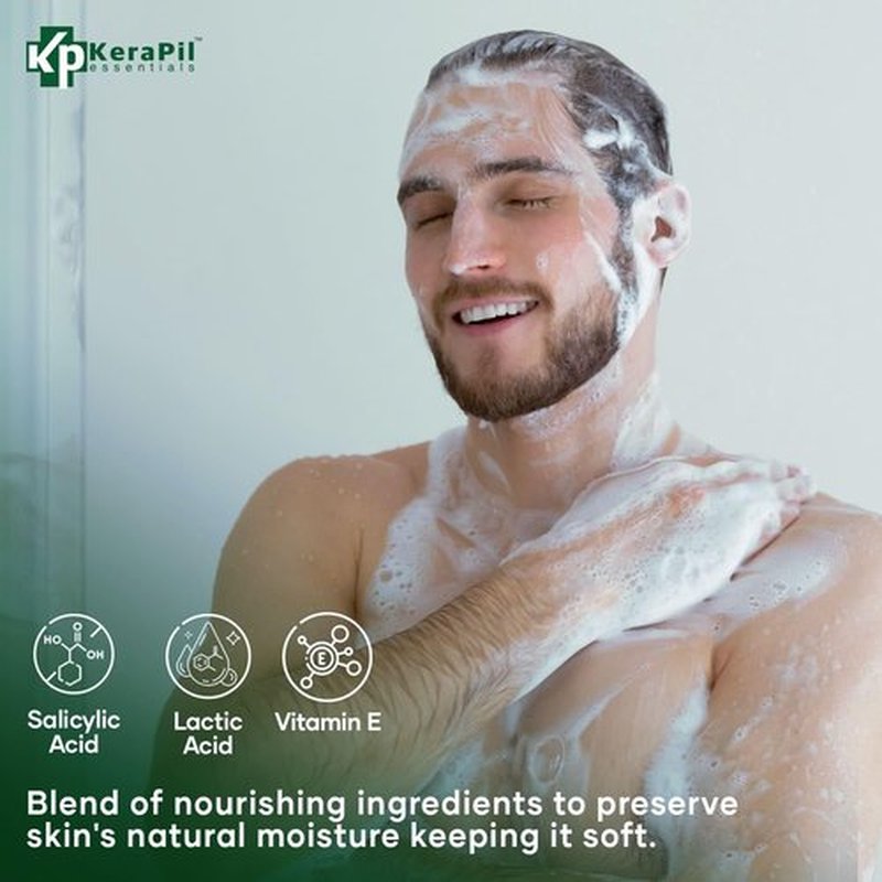 KERAPIL Bacterinyl Tea Tree Oil Body Wash - Antibacterial & Antifungal Support for Ringworm, Body Odors, Athlete’s Foot & Acne, Helps Soothe Itchy, Dry Skin - Made in USA (16 fl oz x 2)