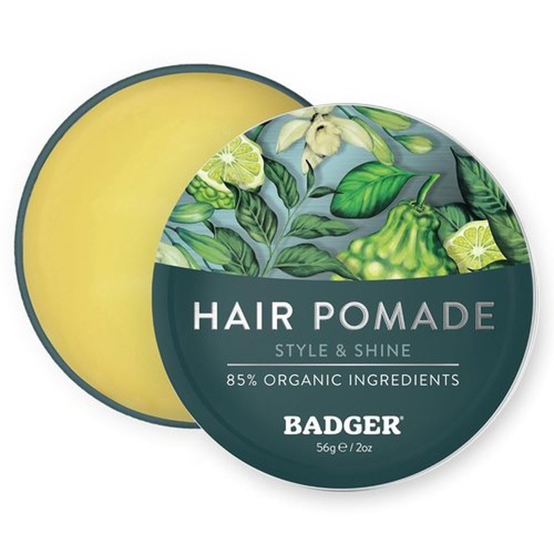 Badger Hair Pomade for Men - Organic Medium Hold Hair Pomade with Subtle Scent | 2 oz Tin