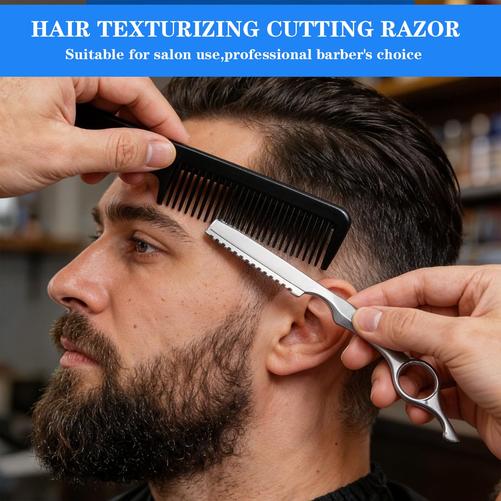 Ptwola 11 Pcs Hair Thinning Styling Razors Hair Styling Razor with Replacement Blades Stainless Steel Professional Texturizing Cutting Razor Kit for Salon and Home