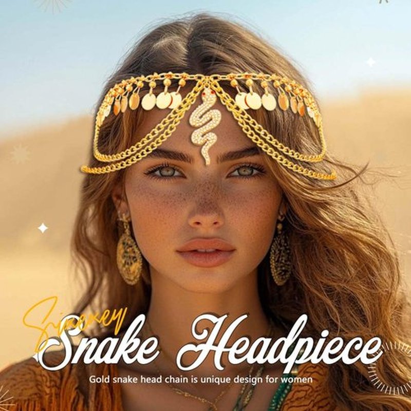 Sixexey Boho Gold Sequin Head Chain Egyptian Snake Headpiece Festival Cleopatra Costume Hair Accessories for Women
