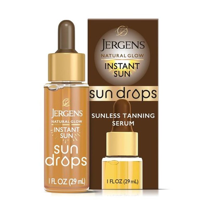 Jergens Natural Glow Instant Sun Drops - Oil-Free Sunless Tanning for Face & Body | 1 Fl Oz