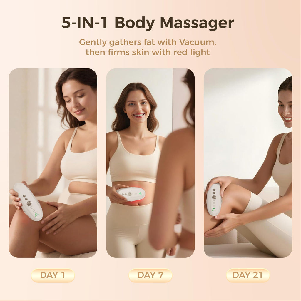 Body Sculpting Machine 5-in-1 – Lymphatic Drainage Massager, Anti Cellulite Massage Tool with Red Blue LED, EMS Import & Suction Cups for Face, Stomach, Thighs, Arms, Legs