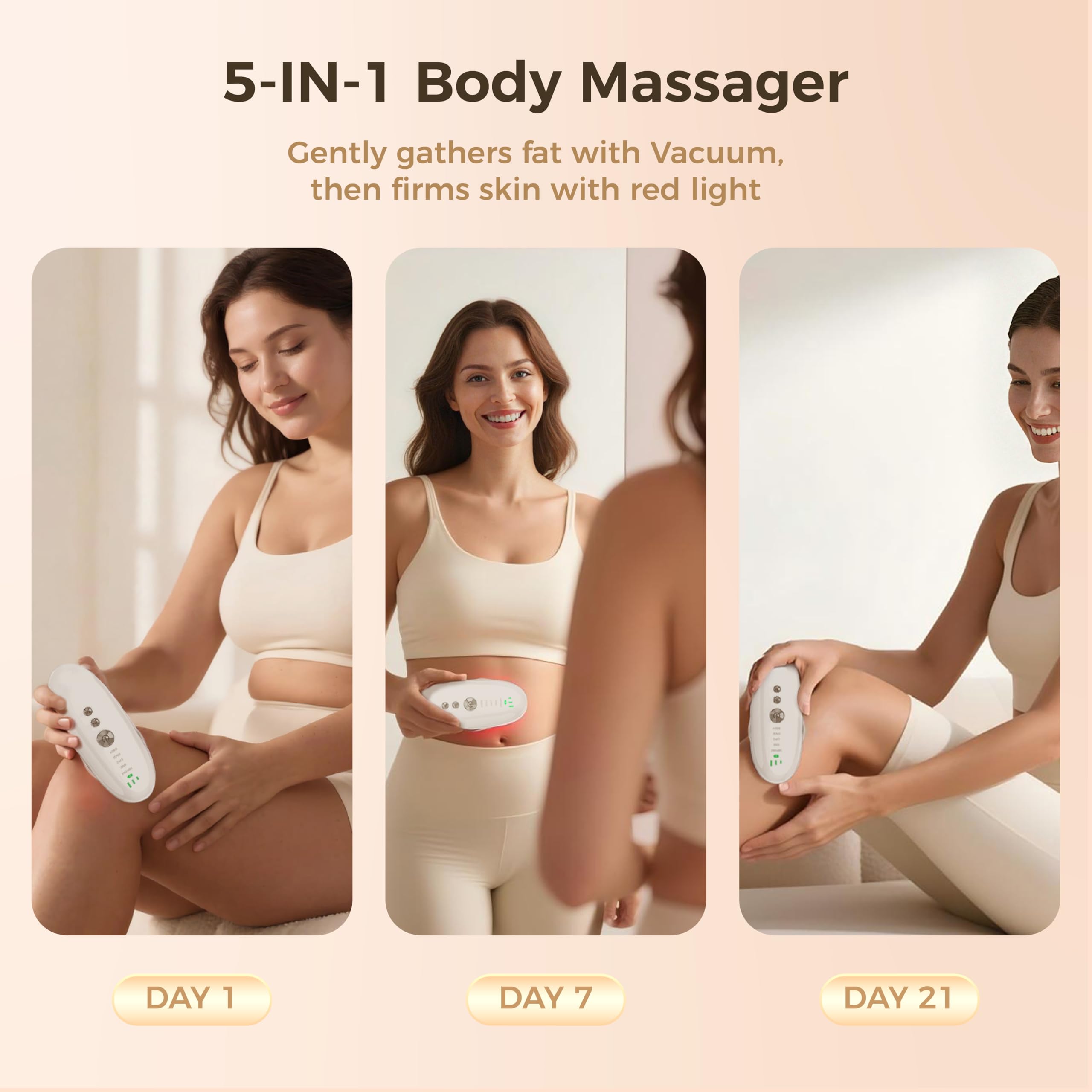 Body Sculpting Machine 5-in-1 – Lymphatic Drainage Massager, Anti Cellulite Massage Tool with Red Blue LED, EMS Import & Suction Cups for Face, Stomach, Thighs, Arms, Legs