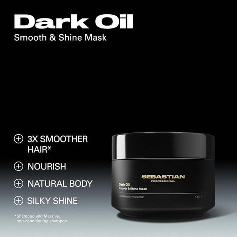 Sebastian Professional Dark Oil | Lightweight Hair Styling Mask for Smooth Shine | Infused with Sandalwood & Argan Oils | 1 fl oz