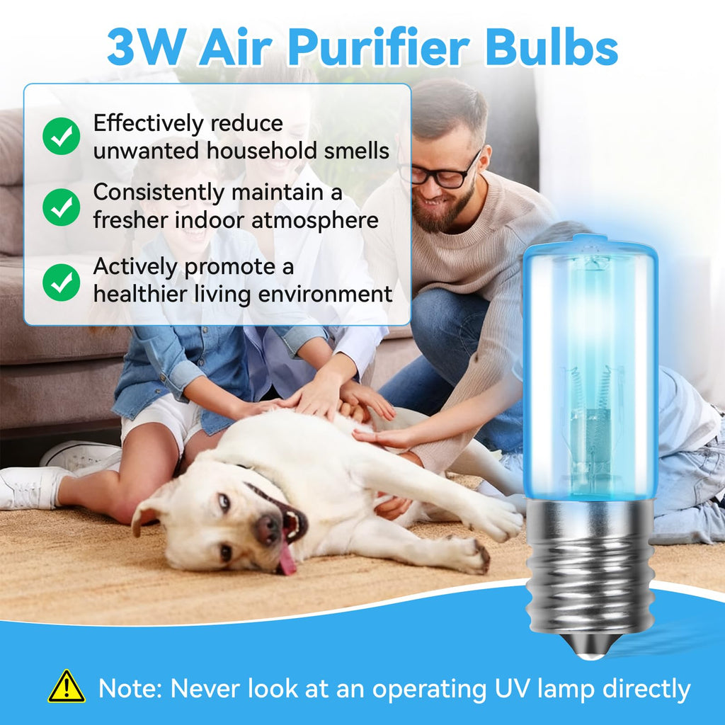 HWEIUA 3W LB1000 UV-C Replacement Bulb for Germ Guardian GG1000, GG1000CA, GG1100, GG1100B, GG1100W, LB-1000, GGH200, 661000CA Air Purifier UV Light Replacement, 2 Pack