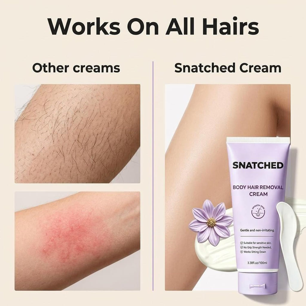 Snatched Hair Removal Cream, Body & Facial Hair Remover Cream for Woman Aged 65+ & Men, Gentle Hair Remover for Legs, Arms, Underarms, Stomach, Bikini Line (1Pc)