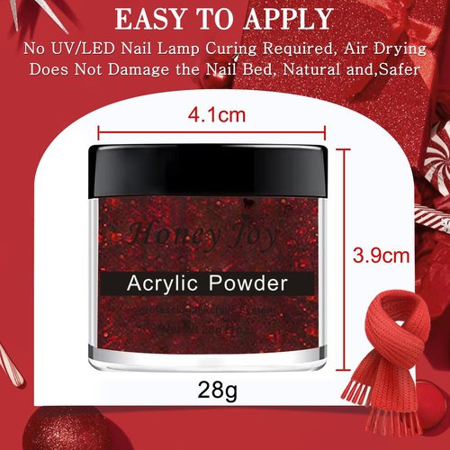 28g/box Color Acrylic Powder Professional Red Glitter Acrylic Nail French Manicure Powder for Nail Extension Acrylic Nail System,HJ-NAP017-No.36