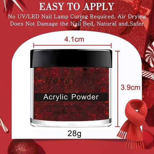 28g/box Color Acrylic Powder Professional Red Glitter Acrylic Nail French Manicure Powder for Nail Extension Acrylic Nail System,HJ-NAP017-No.36