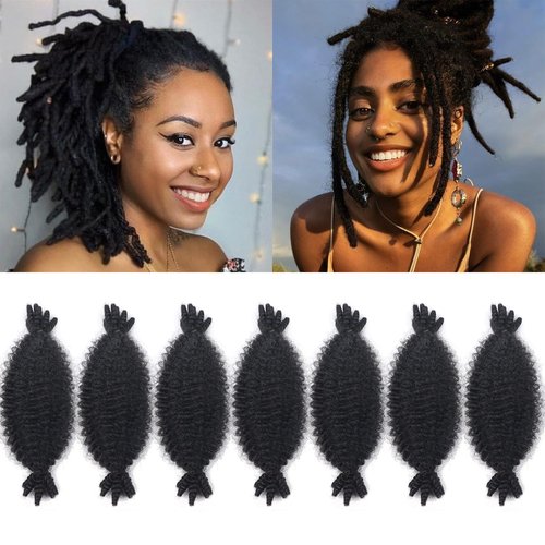8 Inch 7 Packs Springy Afro Twist Hair Marley Twist Braiding Hair Wrapping Hair for Soft Locs Butterfly locs Short Spring Twist Hair for Women (8inch, 1b-7)