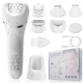 Qreeyx Epilator for Women, 7 in 1 Epilator Hair Removal for Women, Shaver, Bikini, Face Razor, Facial Brush, Face Massage and Body Exfoliator, Waterproof Painless Lady Shaver (White 227)