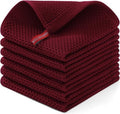 Homaxy 100% Cotton Dish Cloths - Ultra Soft, Absorbent & Quick Drying | 12x12 Inches, 6-Pack, Burgundy