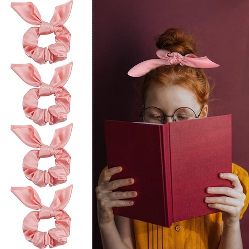 ACO-UINT 20 Pack Pink Bow Scrunchies for Thick Hair, Satin Silk Ponytail Holders with Ribbon for Girls and Women