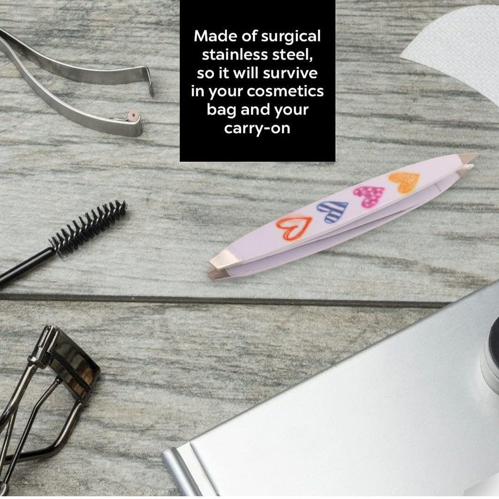 F.A.R.A.H Z-Tweeze Professional Stainless Steel Dual Ended Precision Tweezers - Heart Collection (Sketch My Heart White)