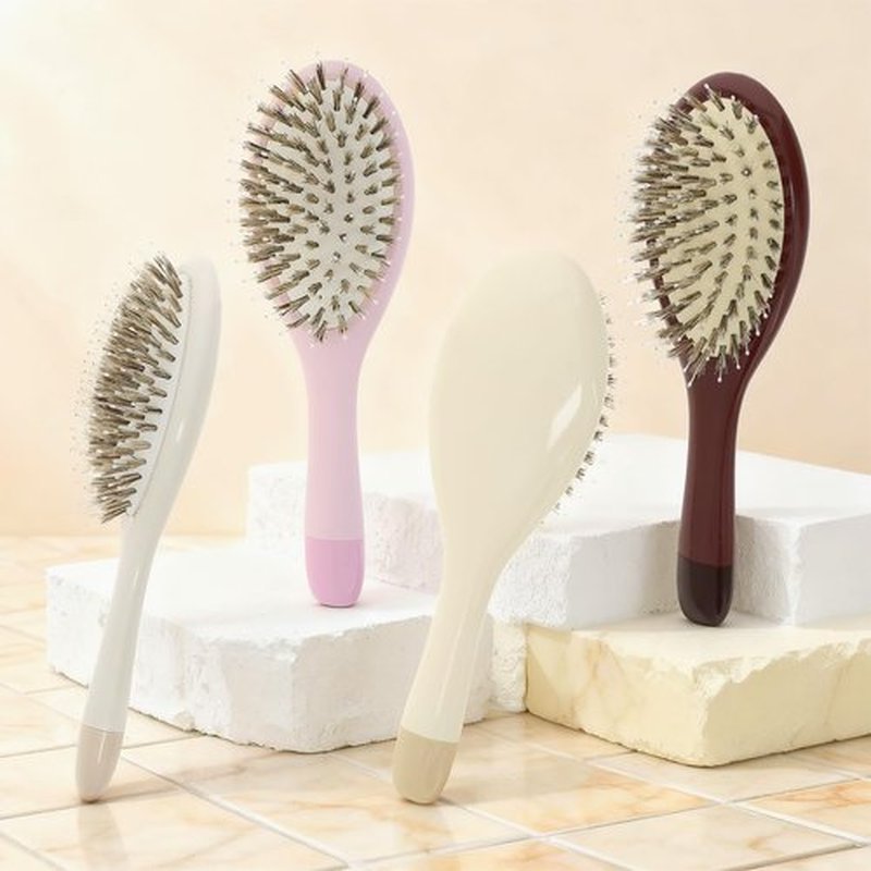 KISMETICS Boar Bristle Hair Brush -boar bristles + nylon pins， Smoothes & Detangles All Hair Types, Hairbrush for Women, Men & Kids, Distributes Oils for Natural Shine & Stimulates Scalp
