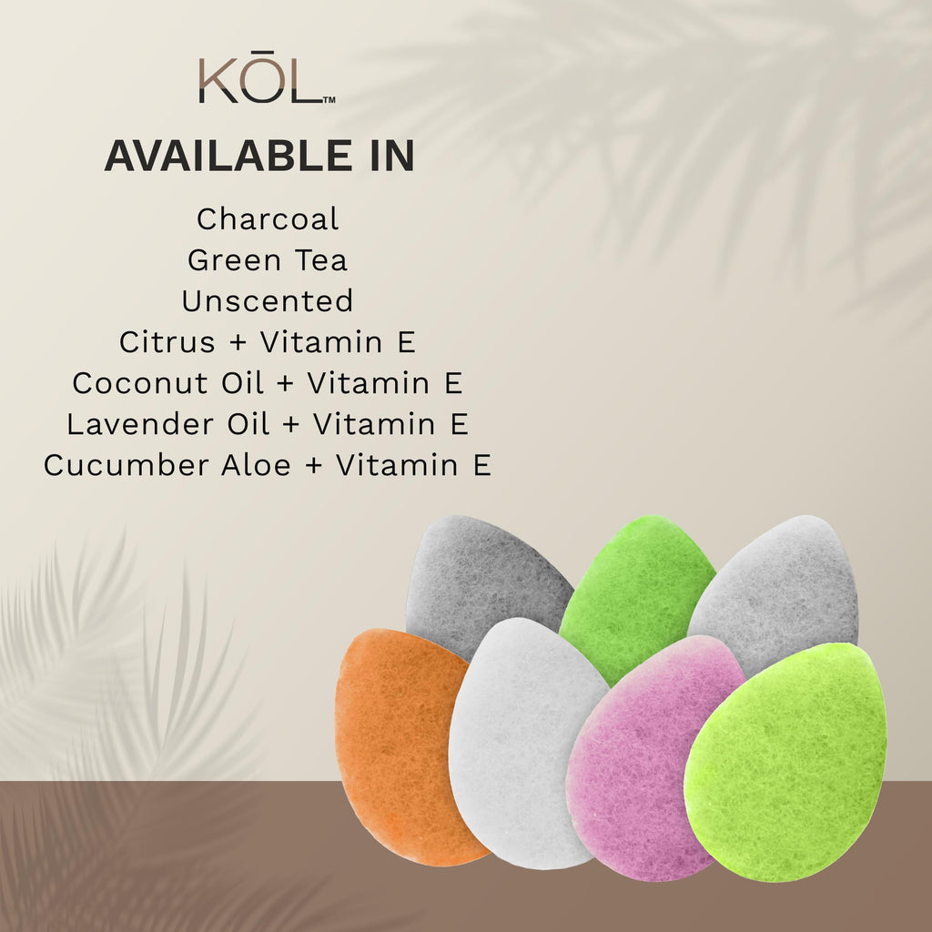 KOL Face Scrubber Pads, Citrus and Vitamin C Infused Exfoliating Facial Cleansing Sponges for Daily Face Wash and Makeup Removal, 6 Count