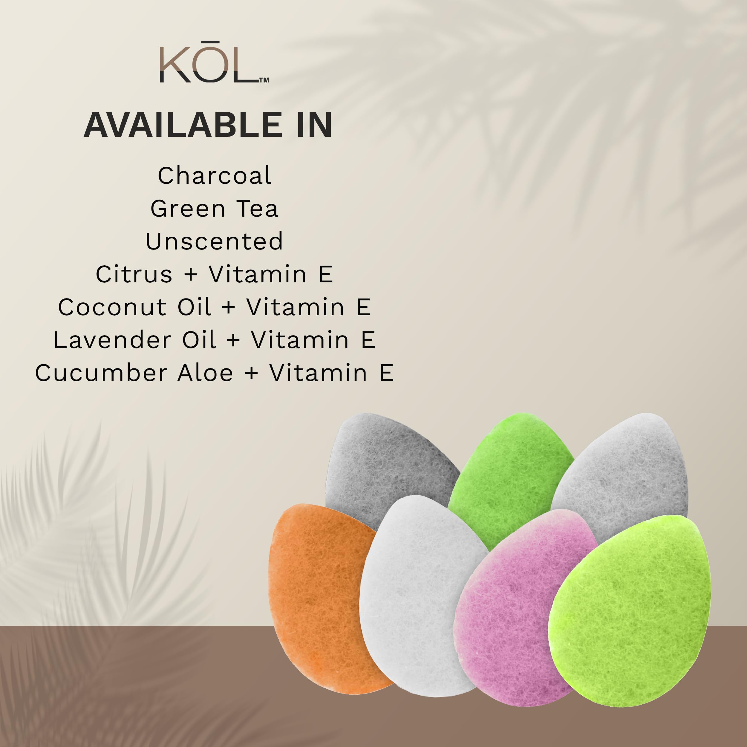 KOL Face Scrubber Pads, Citrus and Vitamin C Infused Exfoliating Facial Cleansing Sponges for Daily Face Wash and Makeup Removal, 6 Count