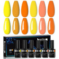 beautilux Orange Gel Nail Polish Set, 6 Colors Orange Yellow Soak Off Gel Polish for Nail Salon at Home Manicure