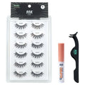 AOA Studio 6 Pairs Alexis Natural Handmade False Eyelashes with Glue and Tweezer Lash Kit Natural Volume Reusable Fake Eyelashes 100 Percent Handmade Cruelty Free