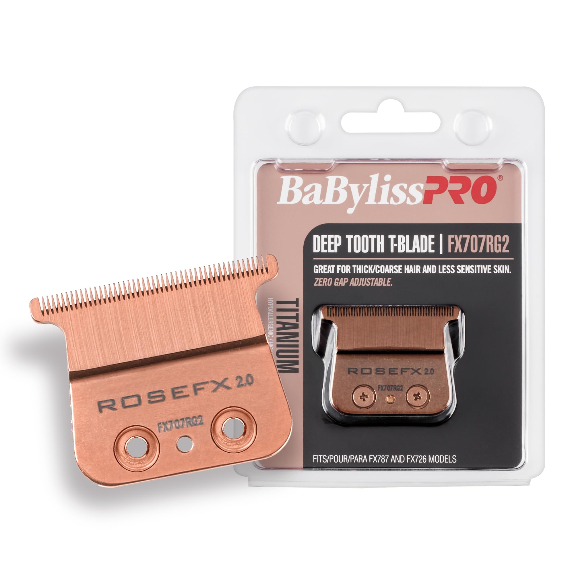 BaBylissPRO Barberology Deep Tooth Trimmer Replacement Blade for Outlining Hair Trimmers (FX707RG2), Rose Gold