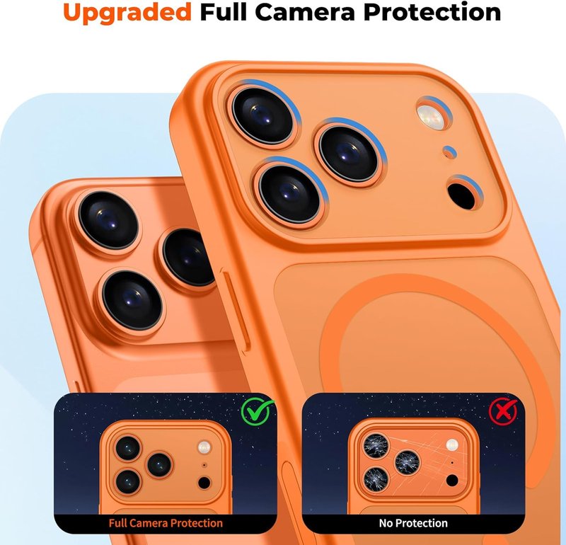 Zapica Magnetic iPhone 17 Pro Max Case - Upgraded Camera Control Button & Full Protection | Translucent Matte, Starry Orange