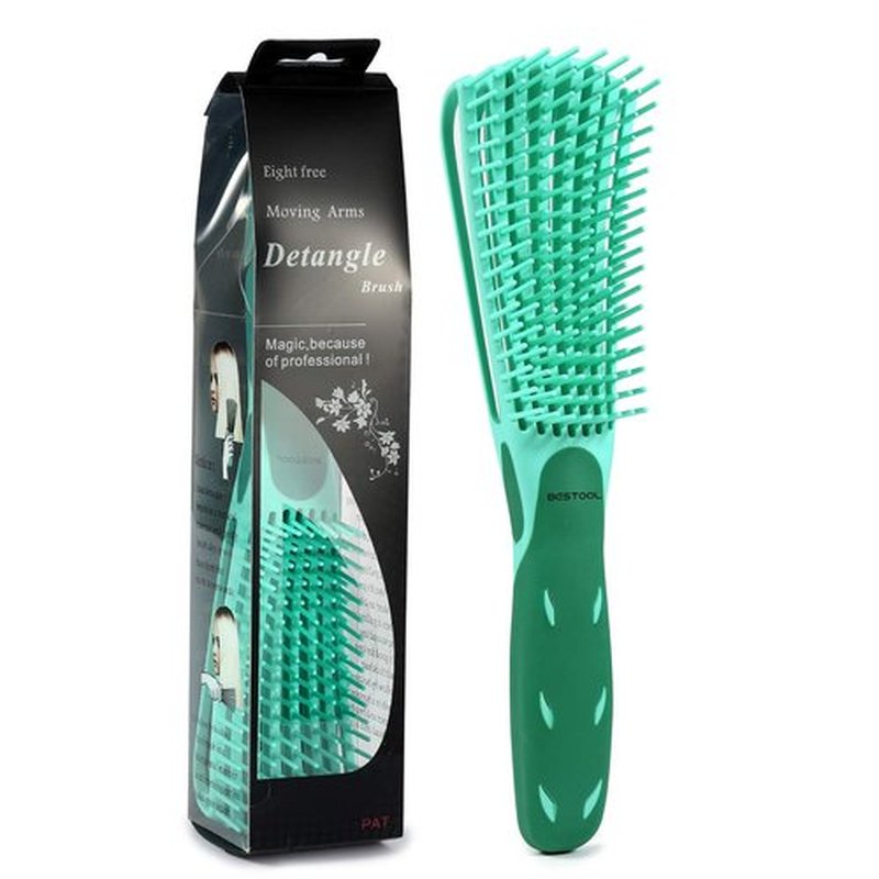 BESTOOL Detangling Brush for Curly & Afro Hair - Effortless Wet/Dry Detangling, No Pain - Green