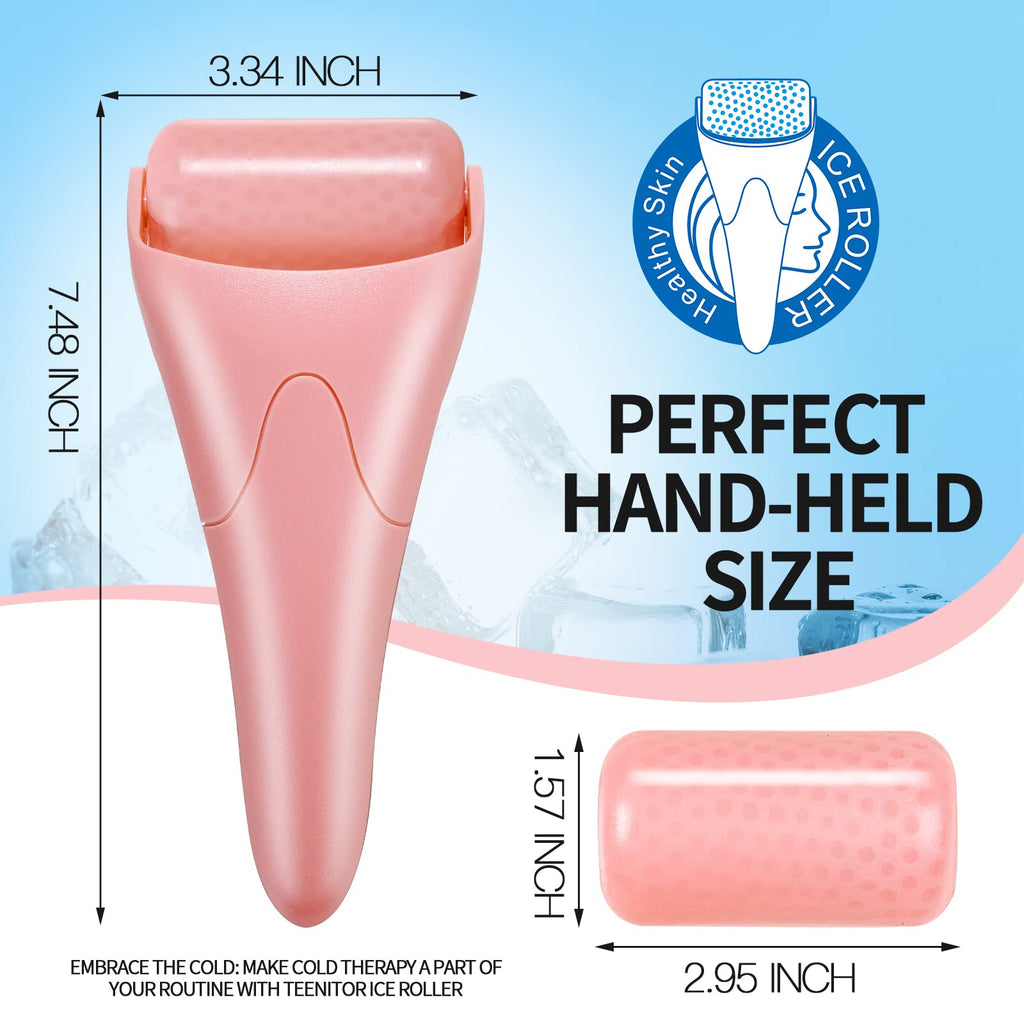 Teenitor Pink Ice Roller for Face, Ice Face Roller, Eye Roller for Puffy Eyes, Facial Roller Spa Self Care Tools for Women