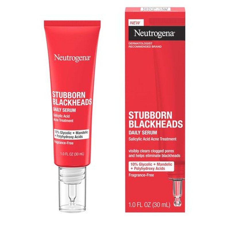 Neutrogena Acne Facial Serum - Daily Treatment for Stubborn Blackheads | Oil-Free, 1 fl. oz