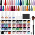Openlive 32 Color Dip Nail Powder Starter Kit 36 Bottle Blue Cheese Yellow with Base Top Coat Activator Dip Powder Kit for French Nail Art Manicure DIY Salon