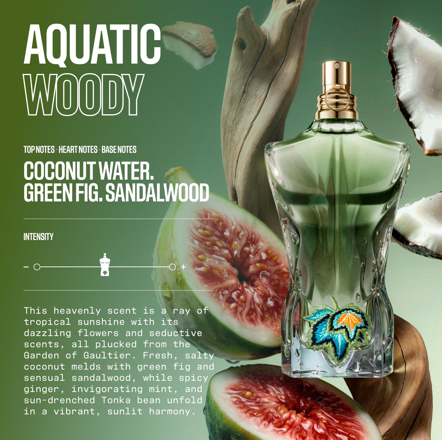 Jean Paul Gaultier Le Beau Paradise Garden Eau de Parfum for Men - Long Lasting Fresh Woody Aquatic Men's Cologne with Coconut Water, Green Fig & Sandalwood - Designer Fragrance Travel Spray, 0.34 oz