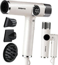 Skiennix Professional White Blow Dryer - High-Speed Ionic Hair Dryer with Digital Display & Diffuser