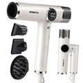 Grente Foldable Hair Dryer with Diffuser, 110,000 RPM High-Speed Negative Ionic Blow Dryer 4 Heat/3 Speed Settings, Magnetic Diffuser & Concentrator, Lightweight & Low Noise for Home and Travel